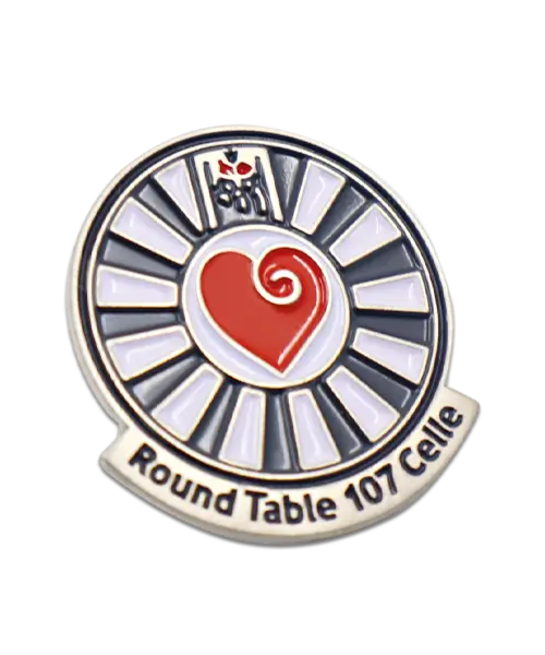 Pin, geprägt und emailliert in Weichemaille „Round Table 107"