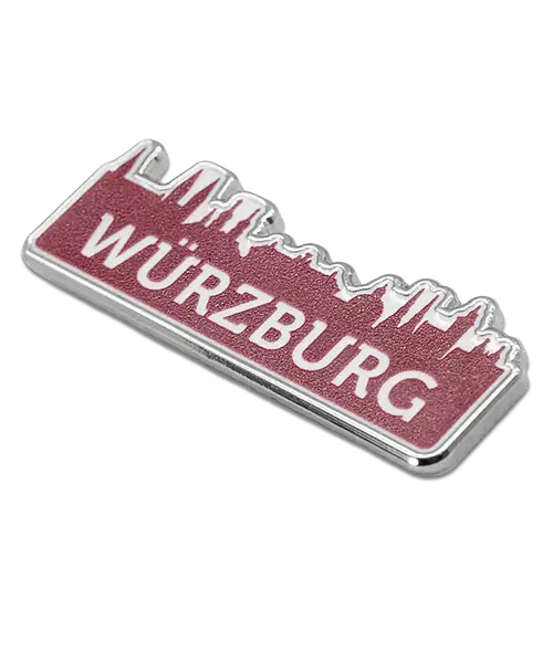 Pin, geprägt – Hartemaille und bedruckt „Würzburg“ Detailansicht Druck - Individuelle Pins mit Logo