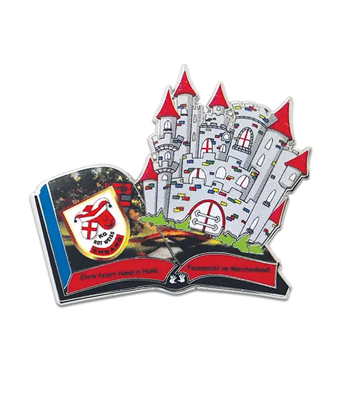 Pin gegossen, emailliert und bedruckt KG Rot Weiss Ehrang Vorderseite
