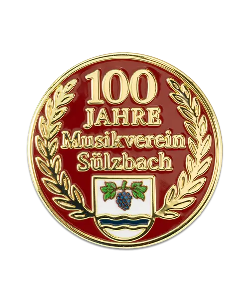 Pin, geprägt – Hartemaille und bedruckt „Musikverein Sülzbach“ - Individuelle Pins mit Logo Motiv
