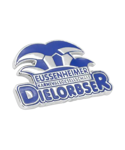 Pin, geprägt – Hartemaille „Eussenheimer Karnevalsgesellschaft“ Frontansicht Perspektive