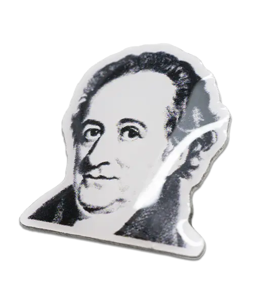 Pin, bedruckt im Offsetdruck „Goethe“ - Werbeeartikel individuell mit Logo