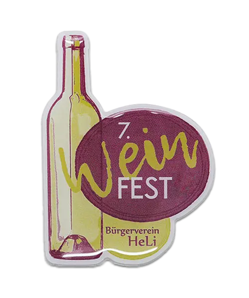 Pin, bedruckt im Offsetdruck Weinfest Vorderseite