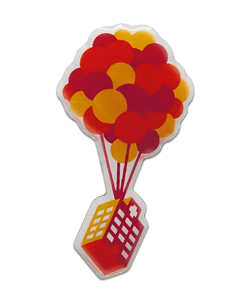 Pin, bedruckt im Offsetdruck "Klinik Ballons" - Vorderseite