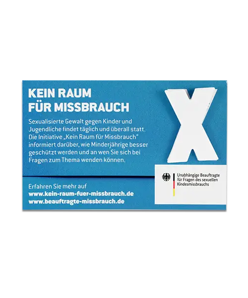 Pin, geprägt und lackiert „X – Kein Raum für Missbrauch“