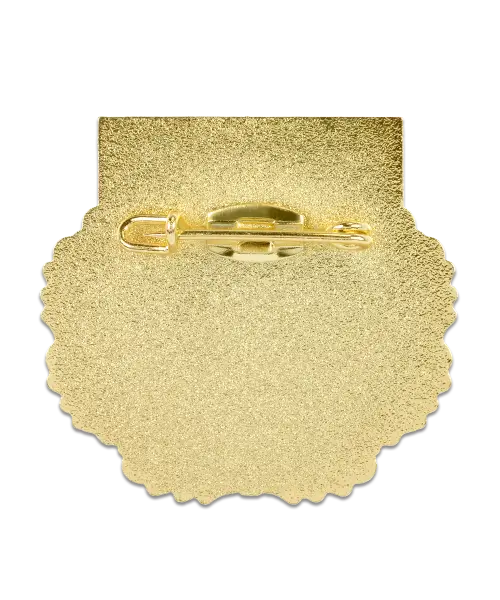 Pin auf Pin – Weichemaille „Sollingverein“ Individuelle Pins mit Logo Motiv Werbeartikel - goldfarben Rückseite mit Sicherheitsnadel
