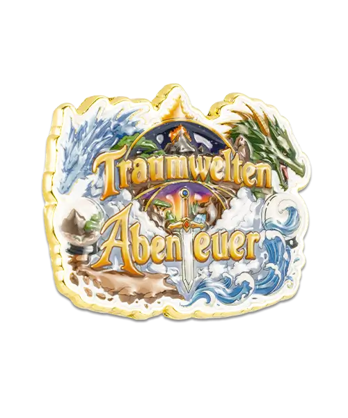 Pin im Spritzguss „Traumwelten Abenteuer“ - individuelle Pins mit Logo