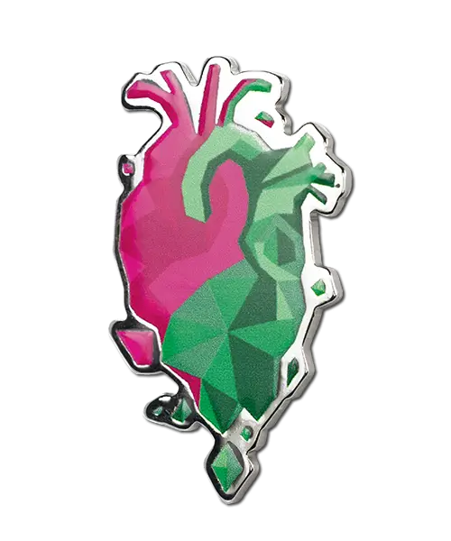 Pin, geprägt und bedruckt im Digitaldruck „tikitay Herz“ Perspektive