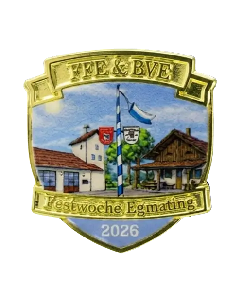 Pin, geprägt – Hartemaille und bedruckt „Festwoche Egmating“
