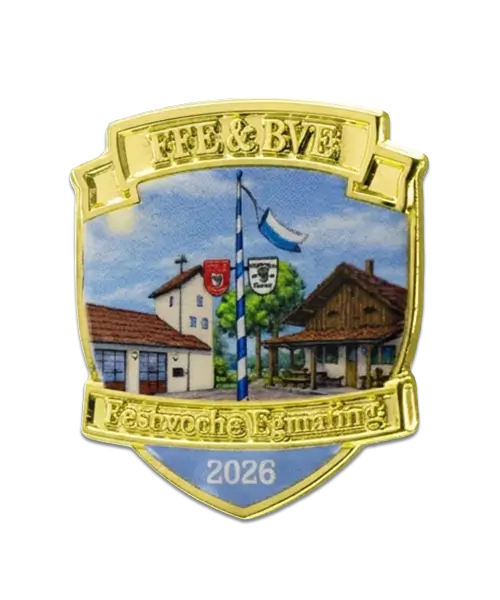Pin, geprägt – Hartemaille und bedruckt „Festwoche Egmating“