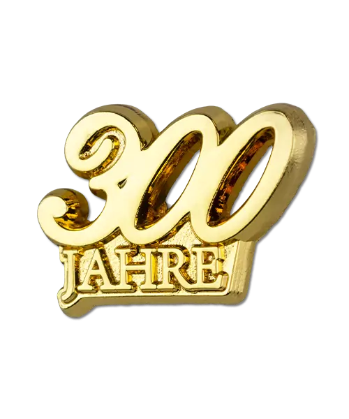 Pin im Spritzguss „300 Jahre“ goldfarben in Sandkornoptik