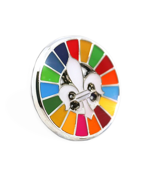 Pin, geprägt in Weichemaille „Global Goals Wappen“ Vorderseite 3D