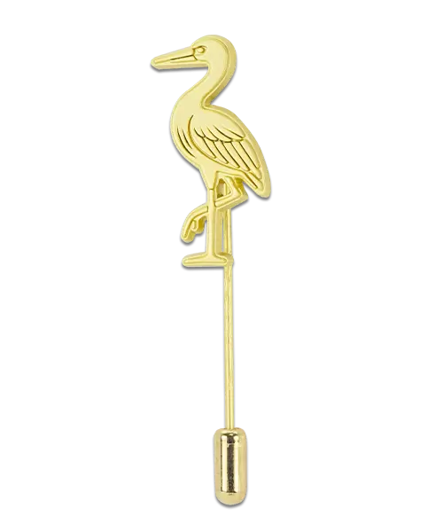 Reversnadel „Kranich“ matt goldfarben