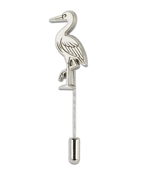 Reversnadel „Kranich“ matt silberfarben